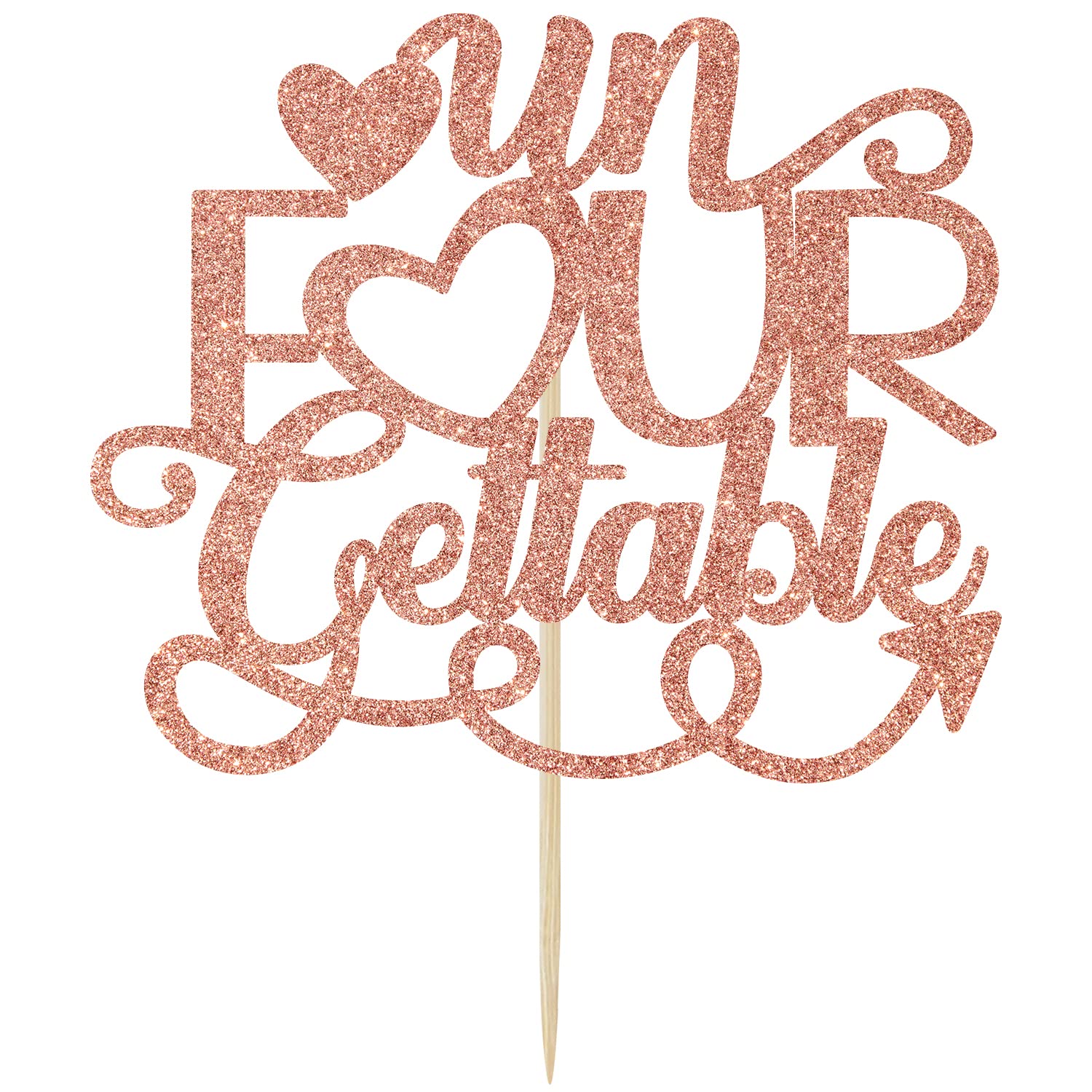 Rose Gold Glitter Happy 4th Birthday Cake Topper - Four Ever Sweet & Unforgettable Cake Decorations for 4th Birthday & Anniversary Parties - Perfect for Celebrations, Baby Showers, and Special Events