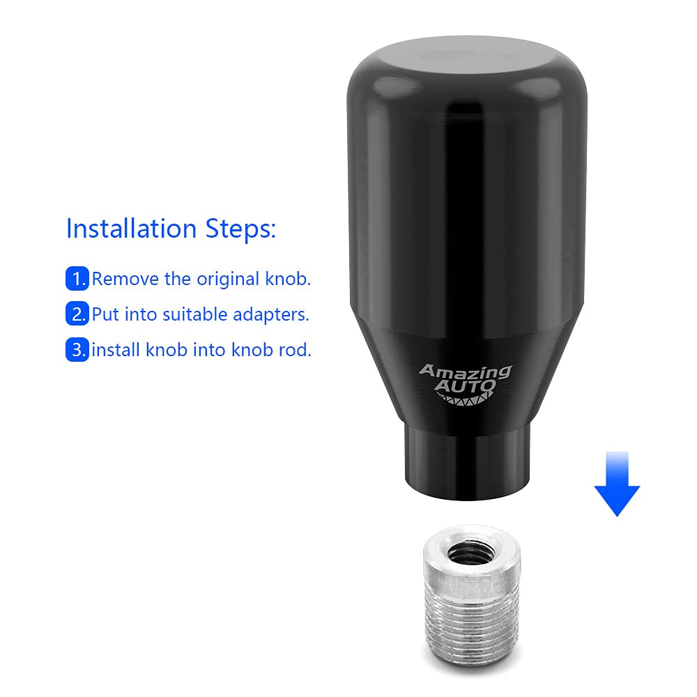 Universal Weighted Gear Shifter Knob - Black Manual/Automatic Car Shift Lever with 4 Adapters for Smooth Gear Changes | Perfect for Racing, Daily Driving & Car Customization