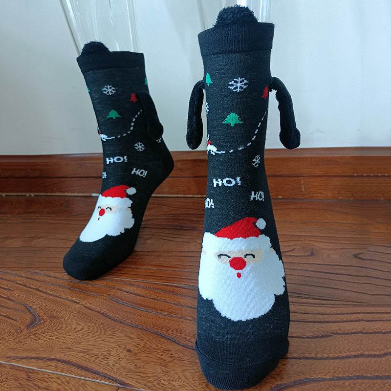 Cozy Christmas Socks for Hand Holding - Warm Holiday Couple Socks for Christmas Gifts, Stocking Stuffers & Romantic Winter Nights