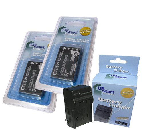 2-Pack Creative NP-60 Replacement Battery & Charger Set - 1200mAh 3.7V Li-ion Battery Compatible with Creative Digital Cameras - Perfect for Travel Photography and Extended Shooting Sessions