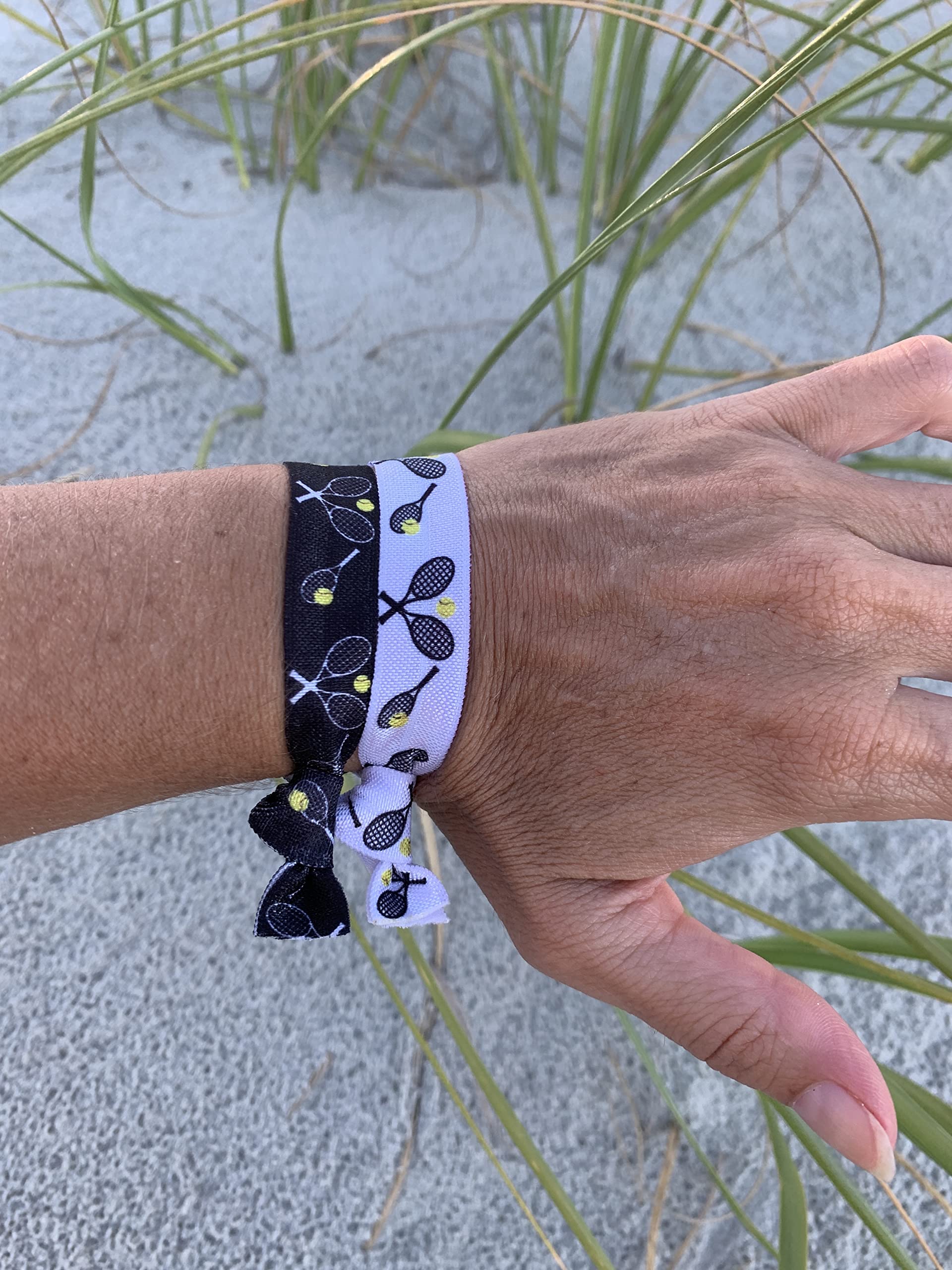Sportybella No Crease Tennis Hair Ties for Girls - 6 Pack (Black/White) - Perfect for Young Players & Active Lifestyles