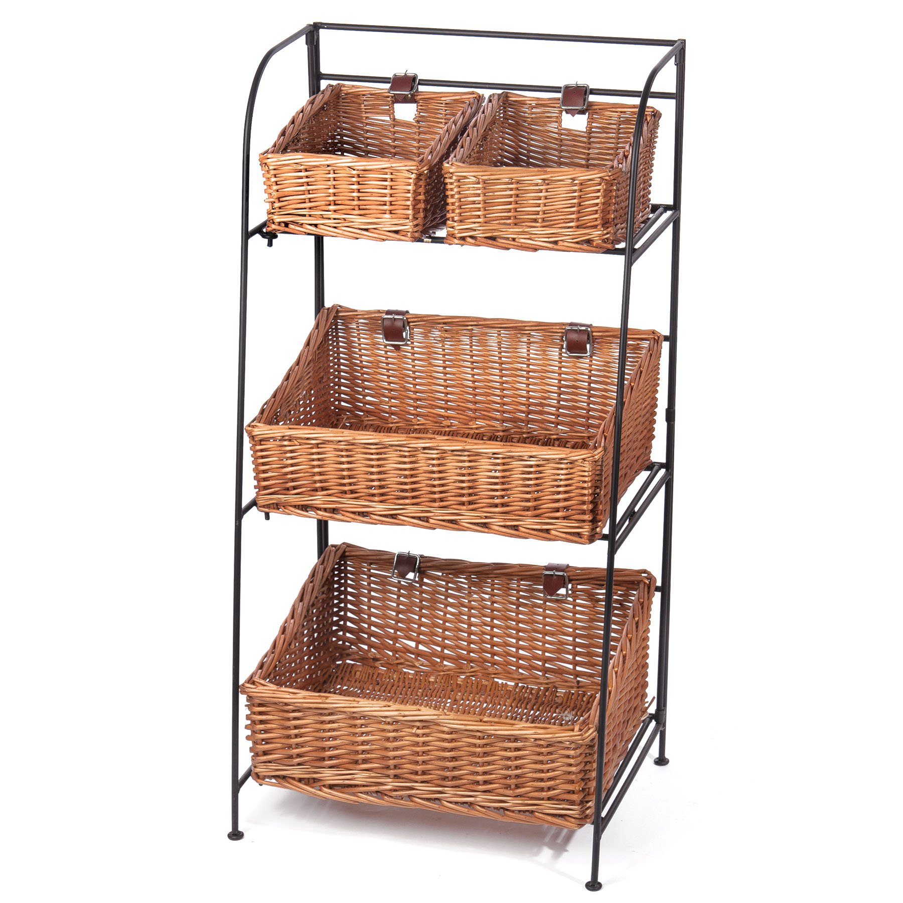 Willow Iron 3-Tier 4-Bin Storage Shelf Organizer - Perfect for Pantry, Bathroom, Office & Closet Organization