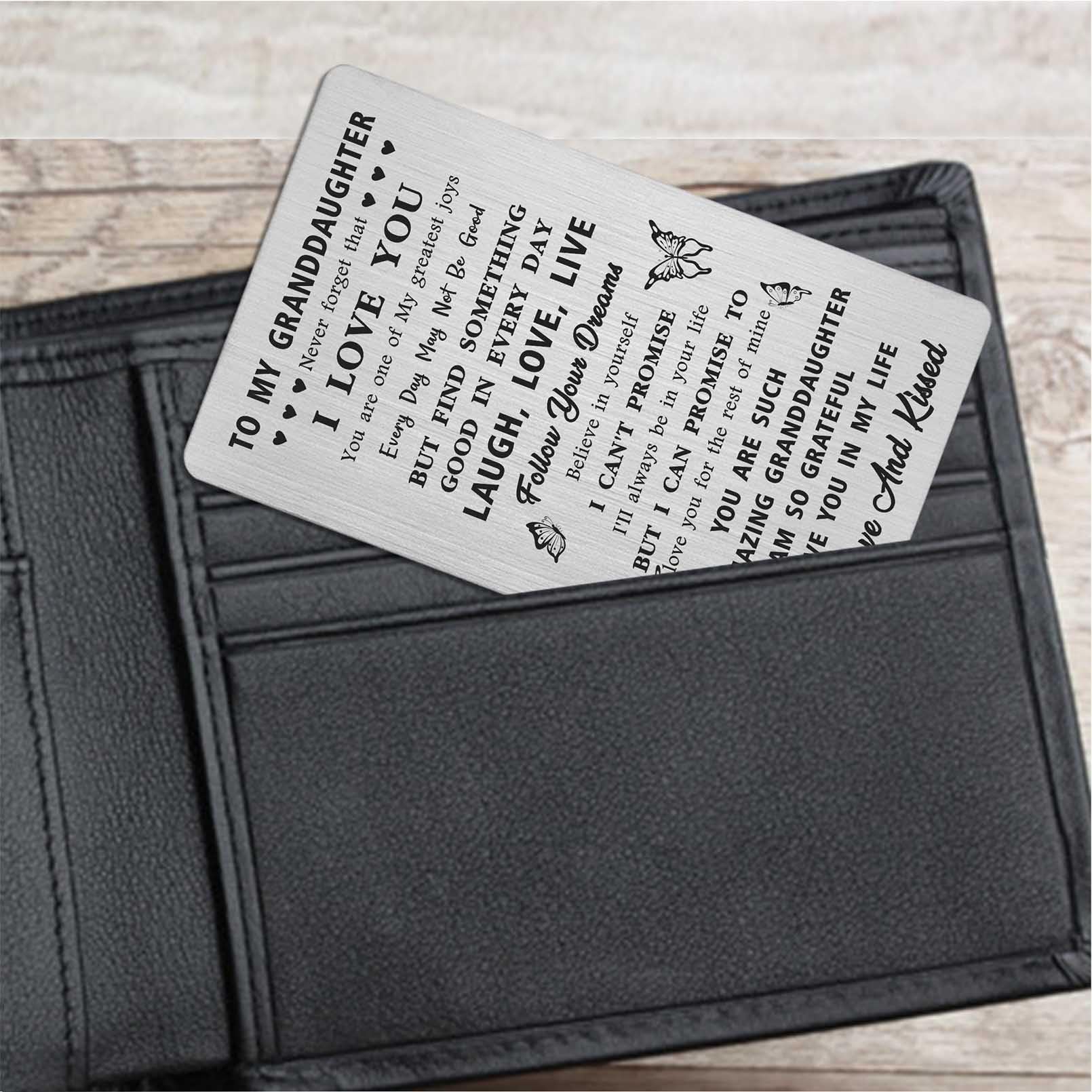 Thoughtful Granddaughter Gifts from Grandma & Grandpa - Birthday, Graduation Wallet Card with Personalized Message | Perfect for Special Occasions & Keepsake Memories