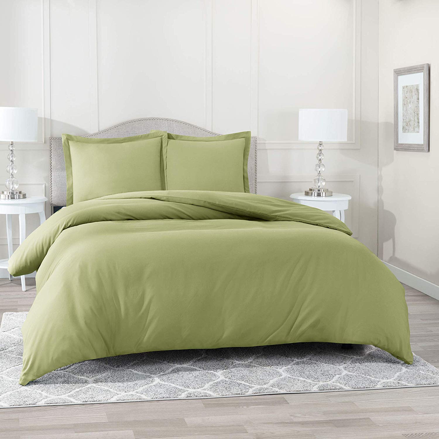 Organic Cotton 2-Piece Comforted Bedding Set - 300 GSM, 500 Thread Count - 1 Duvet Cover & 1 Comforter (Olive, Short Queen) | Ultra Soft & Breathable for All-Season Comfort - Perfect for Master Bedroom, Guest Room, or Vacation Home