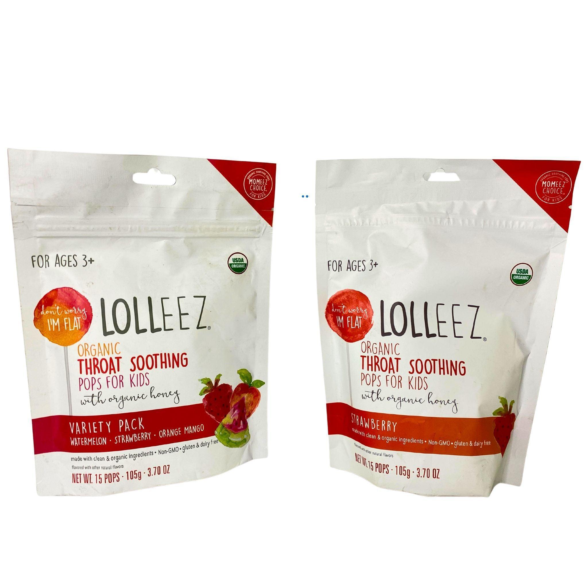 Organic Throat Soothing Lollipops for Kids - LOLLEEZ Sugar-Free Flat Pops (30 Pack) - Perfect for Cough Relief, School Snacks & Travel Treats