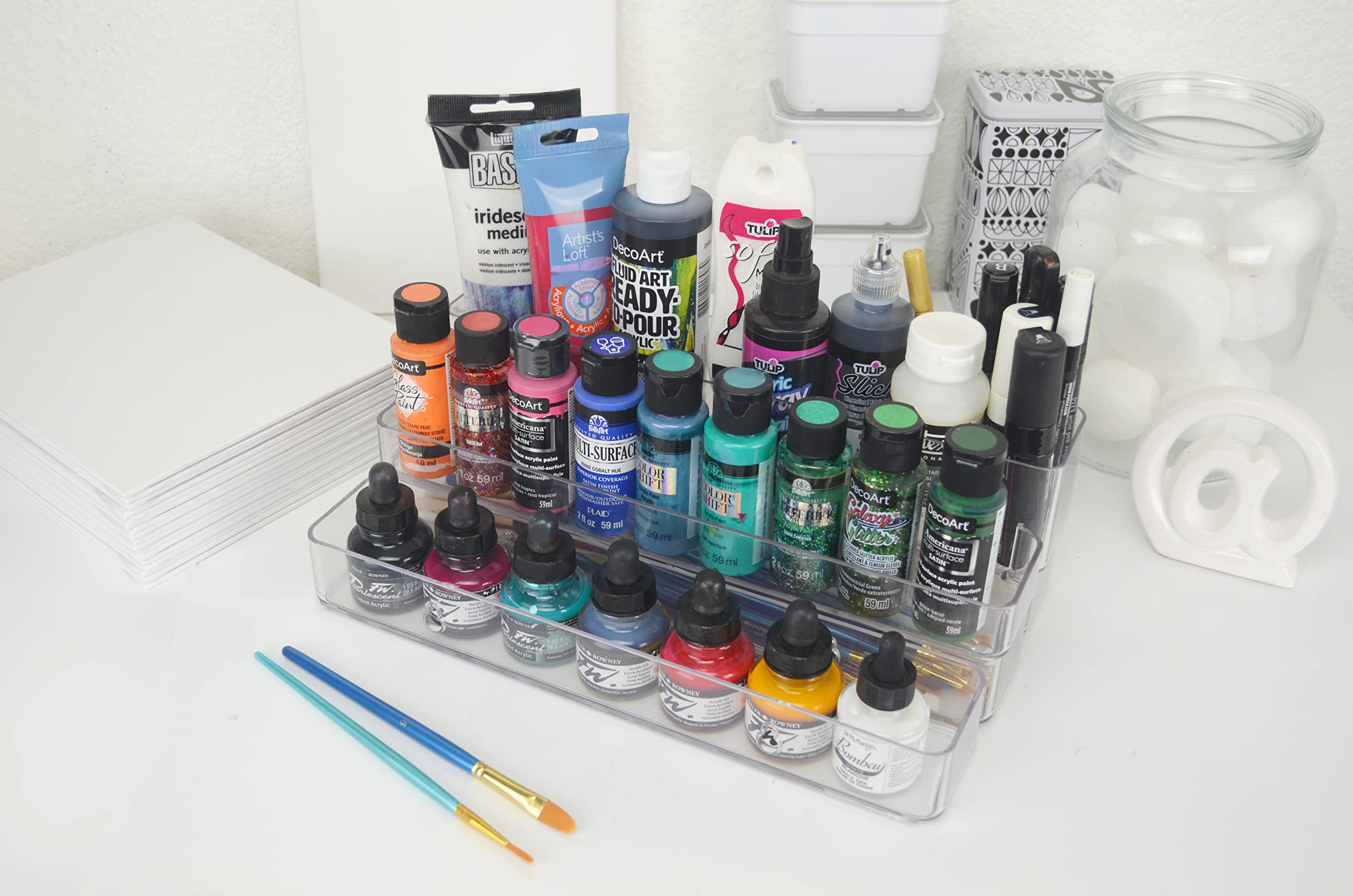 ArtBin 6959AG 2-in-1 Wall and Desktop Organizer - Clear Stadium Style Storage Solution for Office, Craft Room & Home Organization
