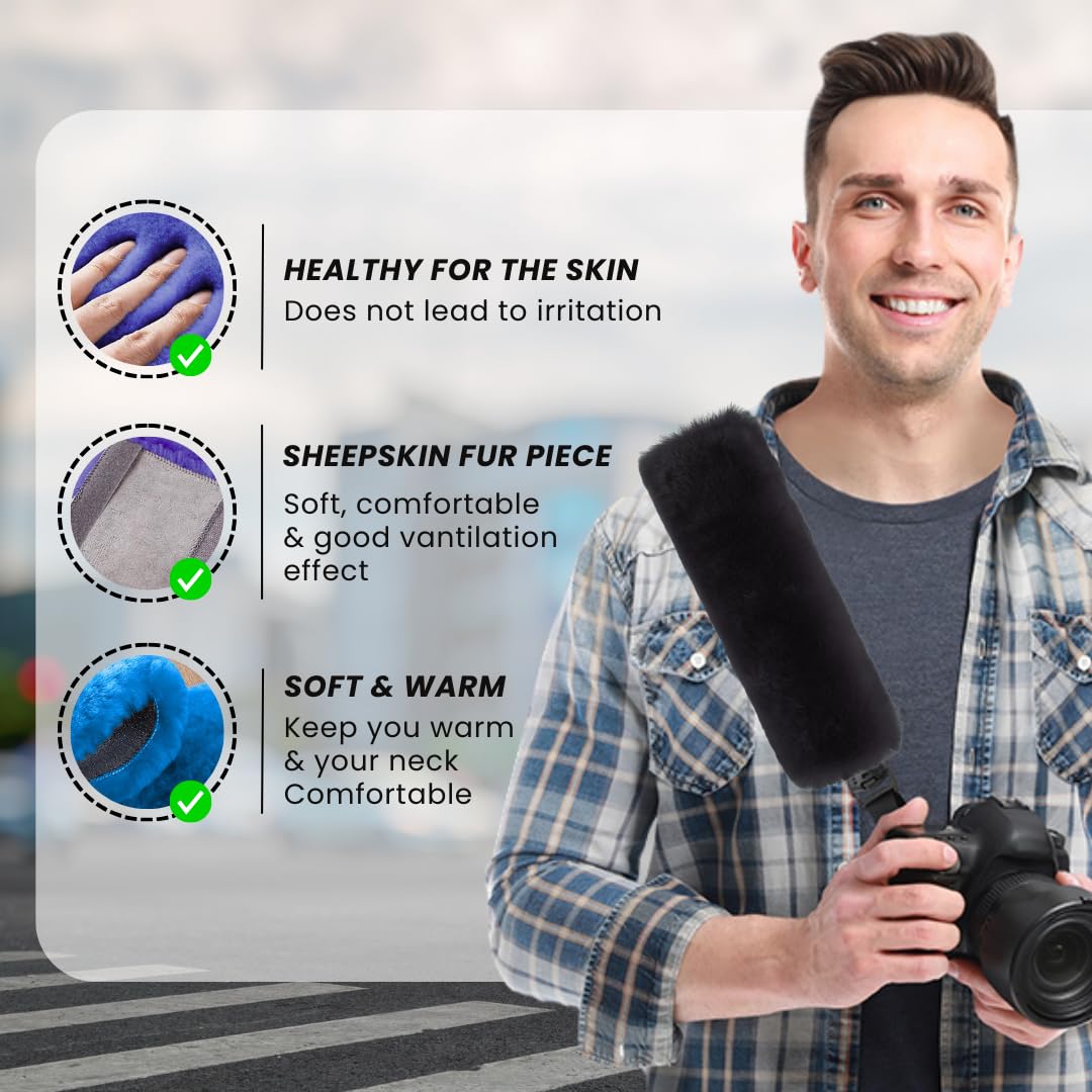 Authentic Australian Merino Sheepskin Seat Belt Covers (2-Pack) - Ultra Soft Hypoallergenic Neck Protector for Cars, SUVs & Travel Backpacks - Natural Brown Merino Wool Comfort for Long Drives & Road Trips