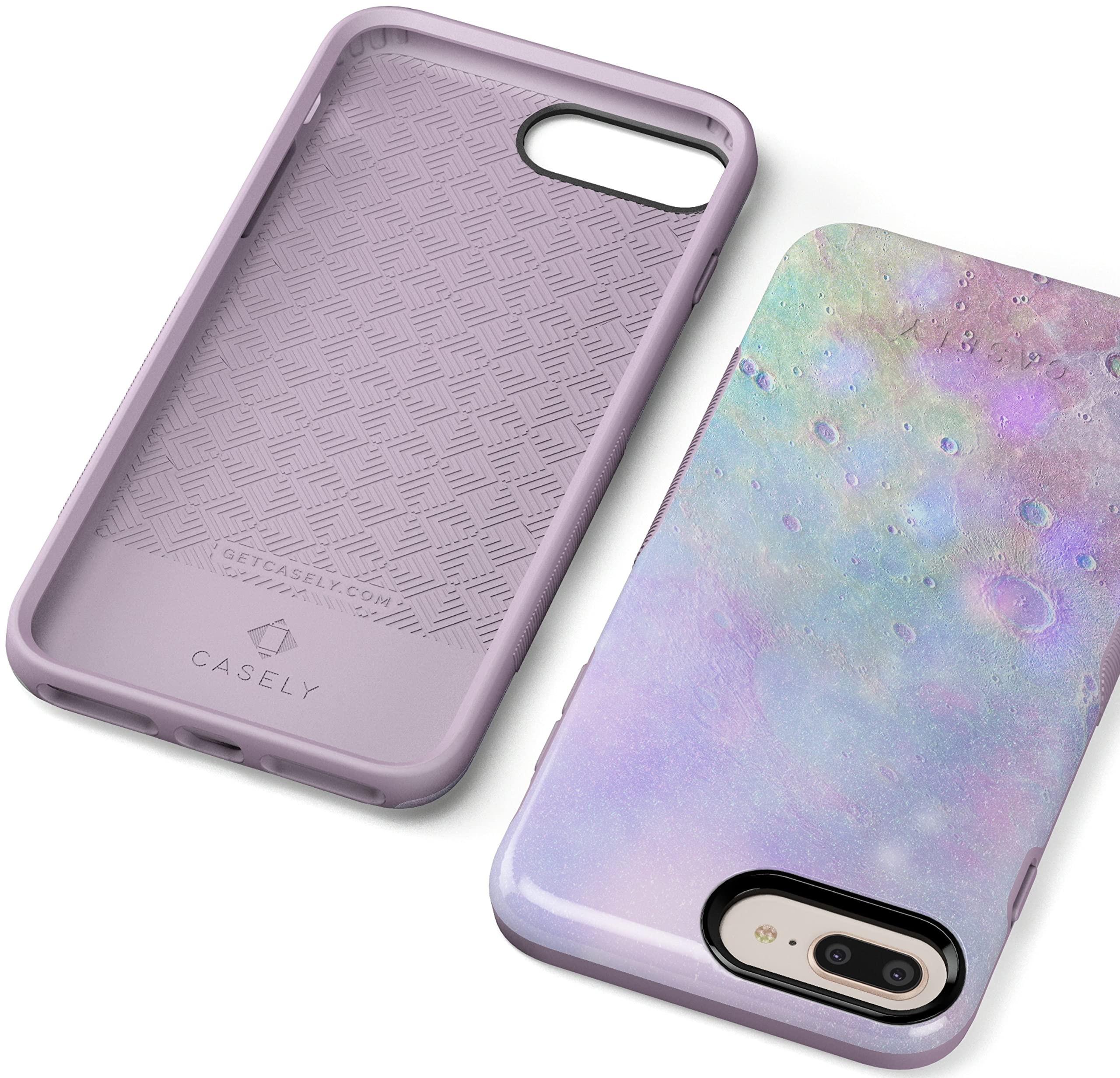 Casely iPhone 6/7/8 Plus Case - Pastel Marble Moon Design Protective Phone Cover | Slim Fit Shockproof Case for Women & Girls | Perfect for Work, School & Everyday Use