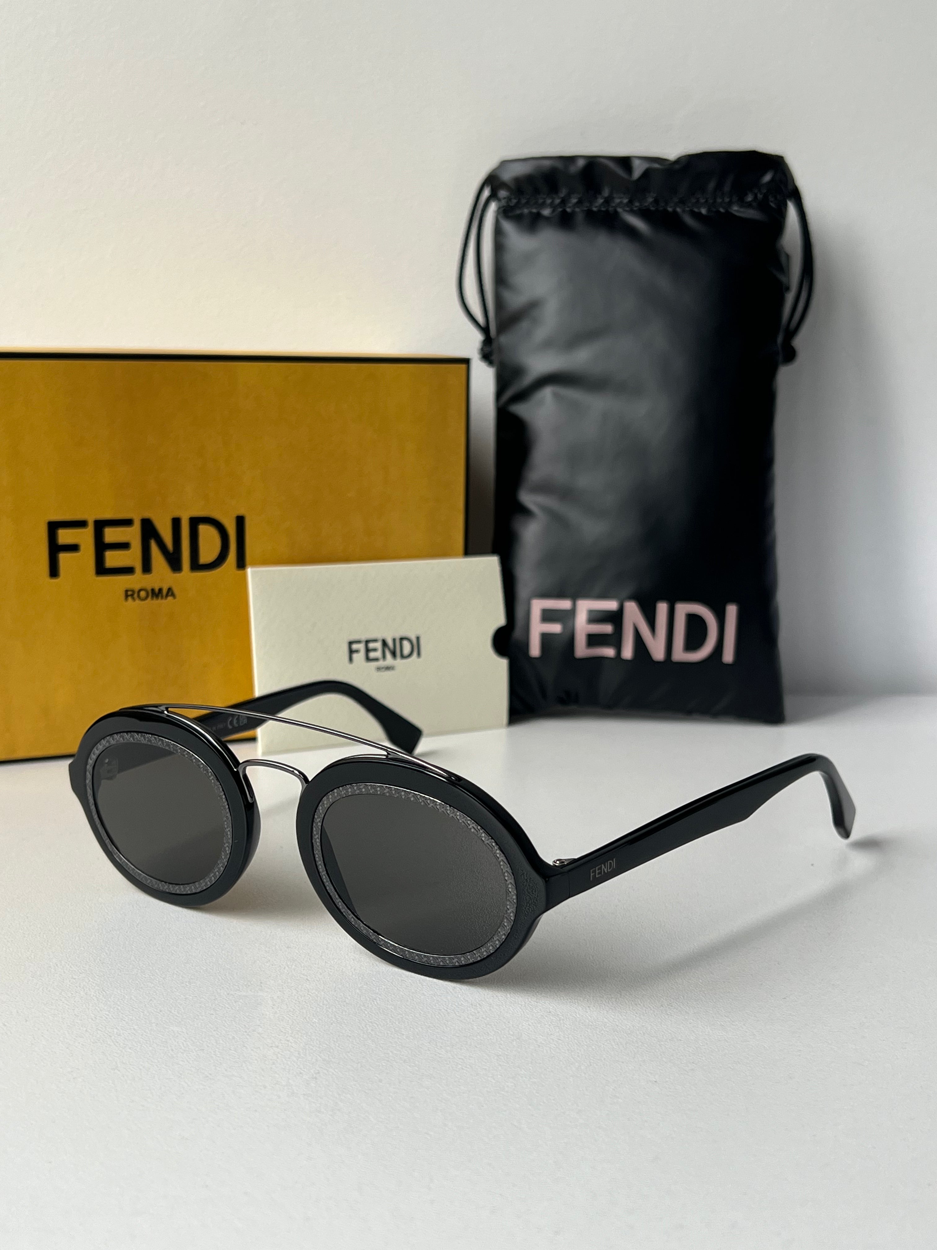 Fendi FF Around FE40094I Black Round Sunglasses for Women - Stylish UV Protection Shades for Outdoor, Beach & Driving