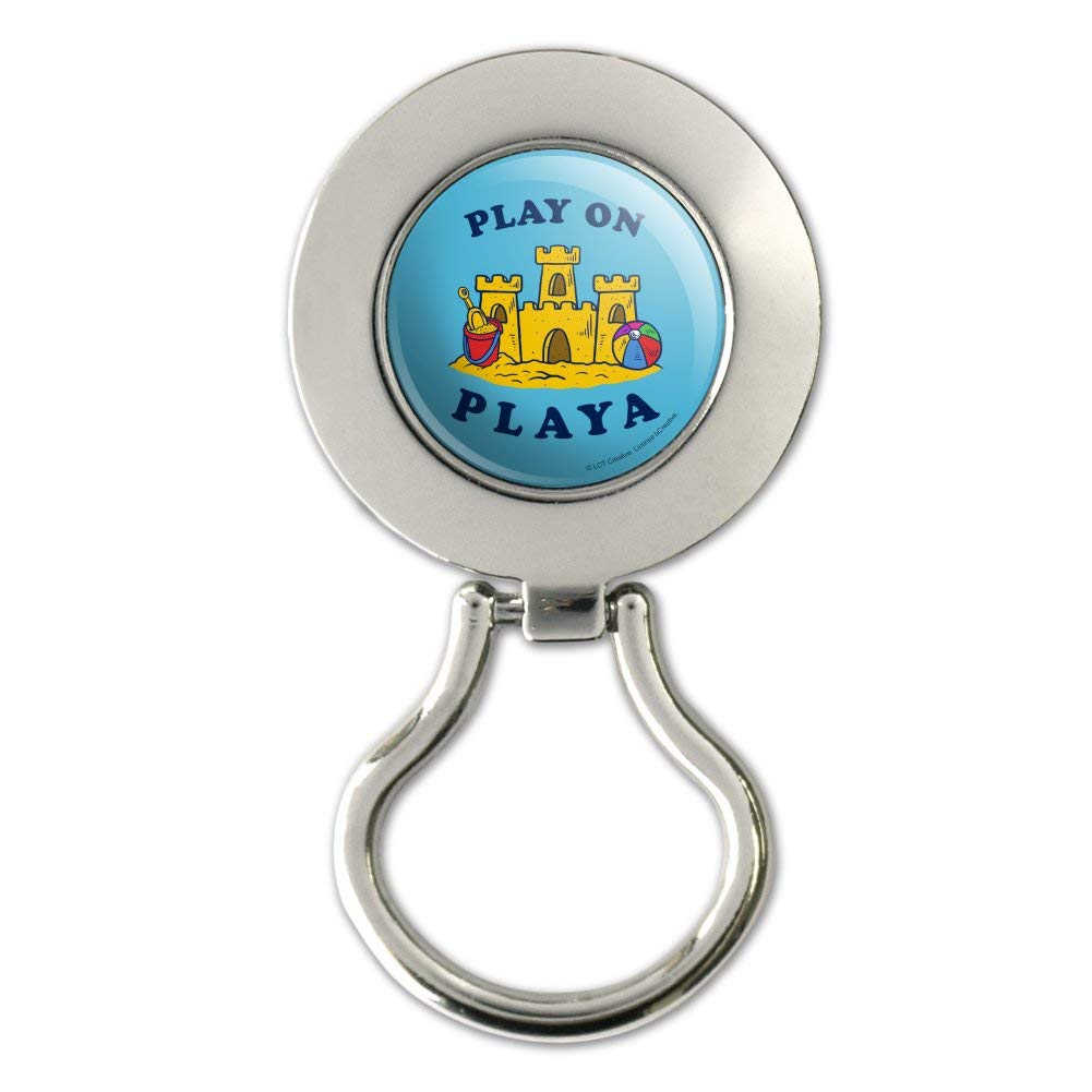 Funny Magnetic Metal Eyeglass & ID Badge Holder - Play On Playa Player Sandcastle Design - Perfect for Office, Beach & Humor Lovers