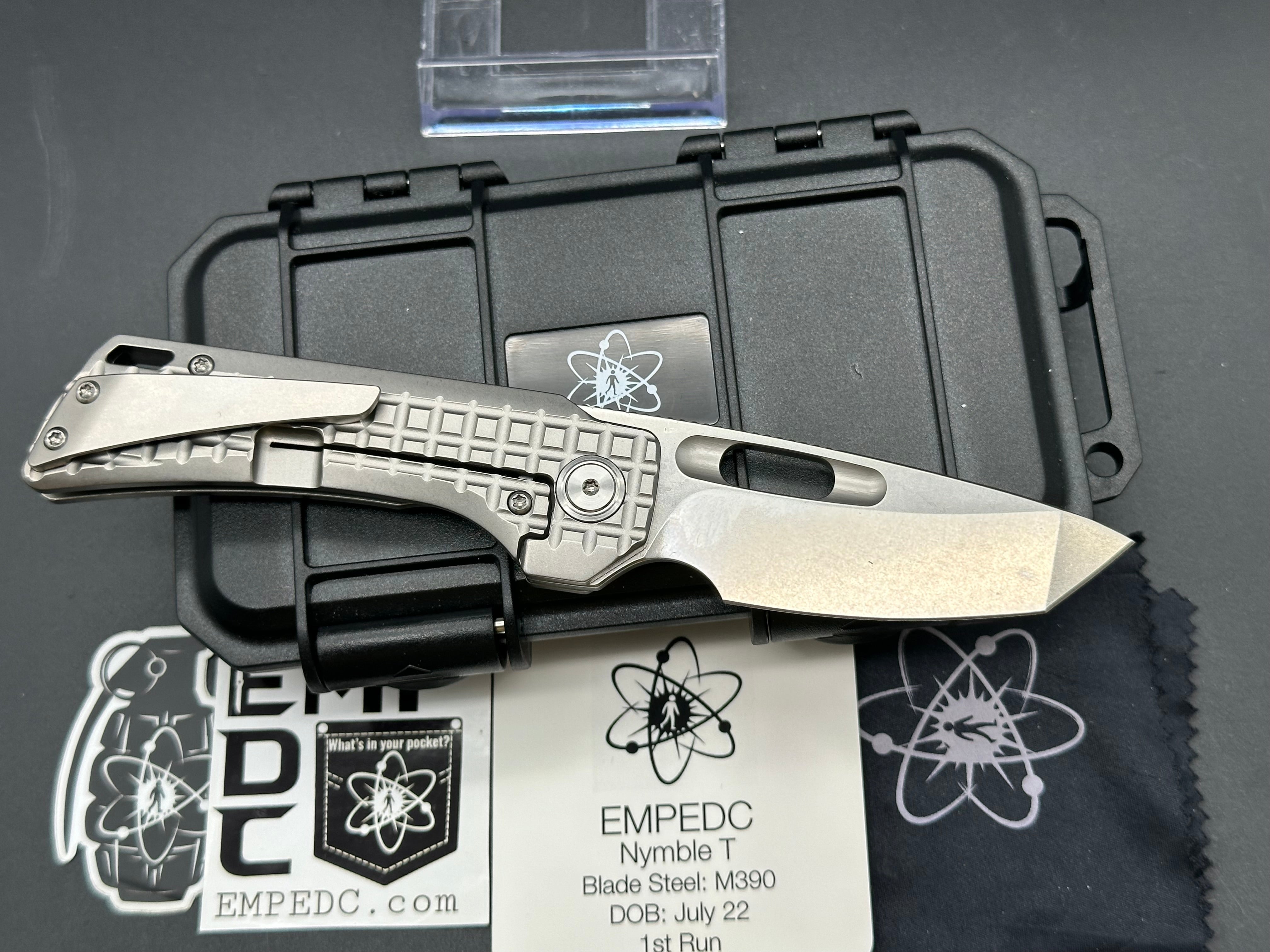 EMP EDC Nymble T 3.1 Folding Knife - M390 Premium Steel Blade & Stonewashed Titanium Handle - Perfect for Everyday Carry, Outdoor Adventures & Tactical Use
