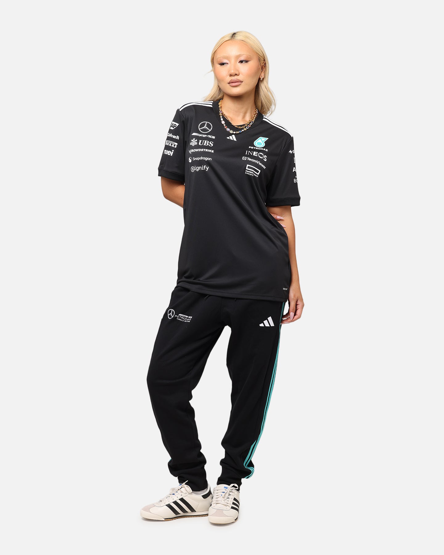 Adidas x Mercedes AMG PETRONAS F1 DNA Joggers - Black & White Men's Athletic Pants for Running, Training & Casual Wear