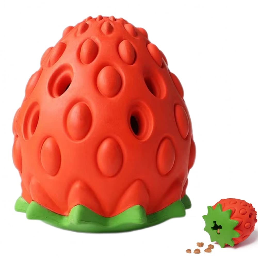 Durable Strawberry-Shaped Dog Chew Toys for Aggressive Chewers - Interactive Puppy Teething Toys for Medium & Large Dogs - Training, Teeth Cleaning & Playtime Fun - Perfect for Indoor & Outdoor Use