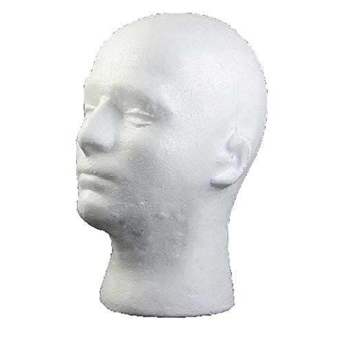 Styrofoam Mannequin Head Stand for Wigs, HTC VR Headsets & Display - White Foam Model for Salon, Cosplay & Retail Store Displays