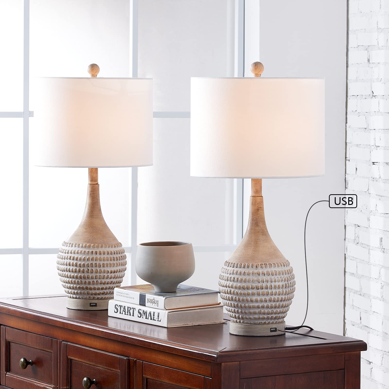 Maxax Traditional Table Lamps Set of 2 with USB Ports - 24.75