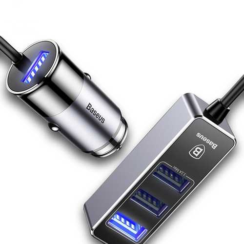 Baseus 5.5A 4-Port USB Fast Car Charger Adapter for iPhone X/8/7, OnePlus 5, Xiaomi 6/Mi A1, Tablets - Perfect for Road Trips & Multi-Device Charging in Your Vehicle