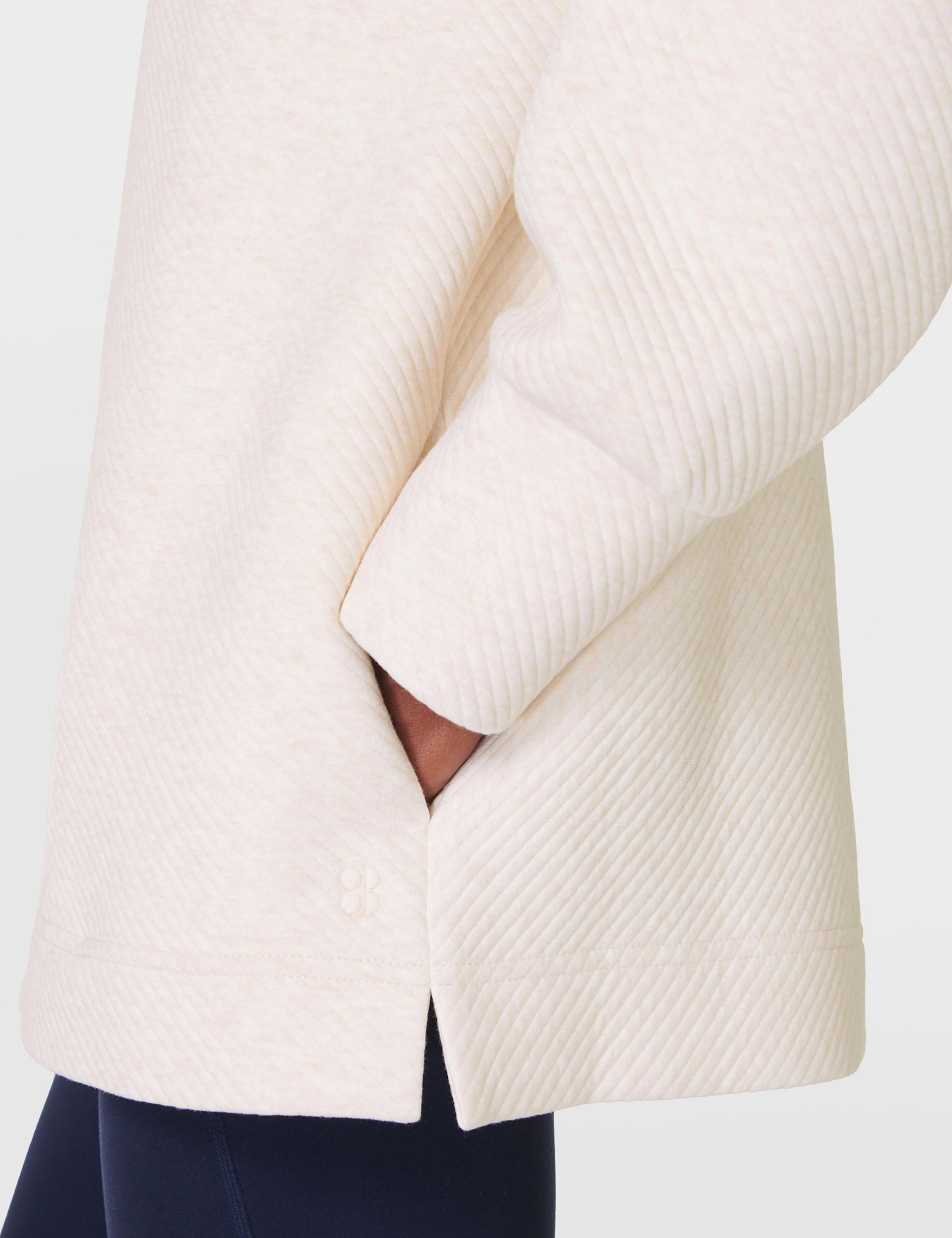 Radiant Half Zip Sweatshirt for Women - Soft Oatmeal Marl Pullover Fleece Hoodie | Perfect for Casual Wear, Gym, Outdoor Activities & Lounge