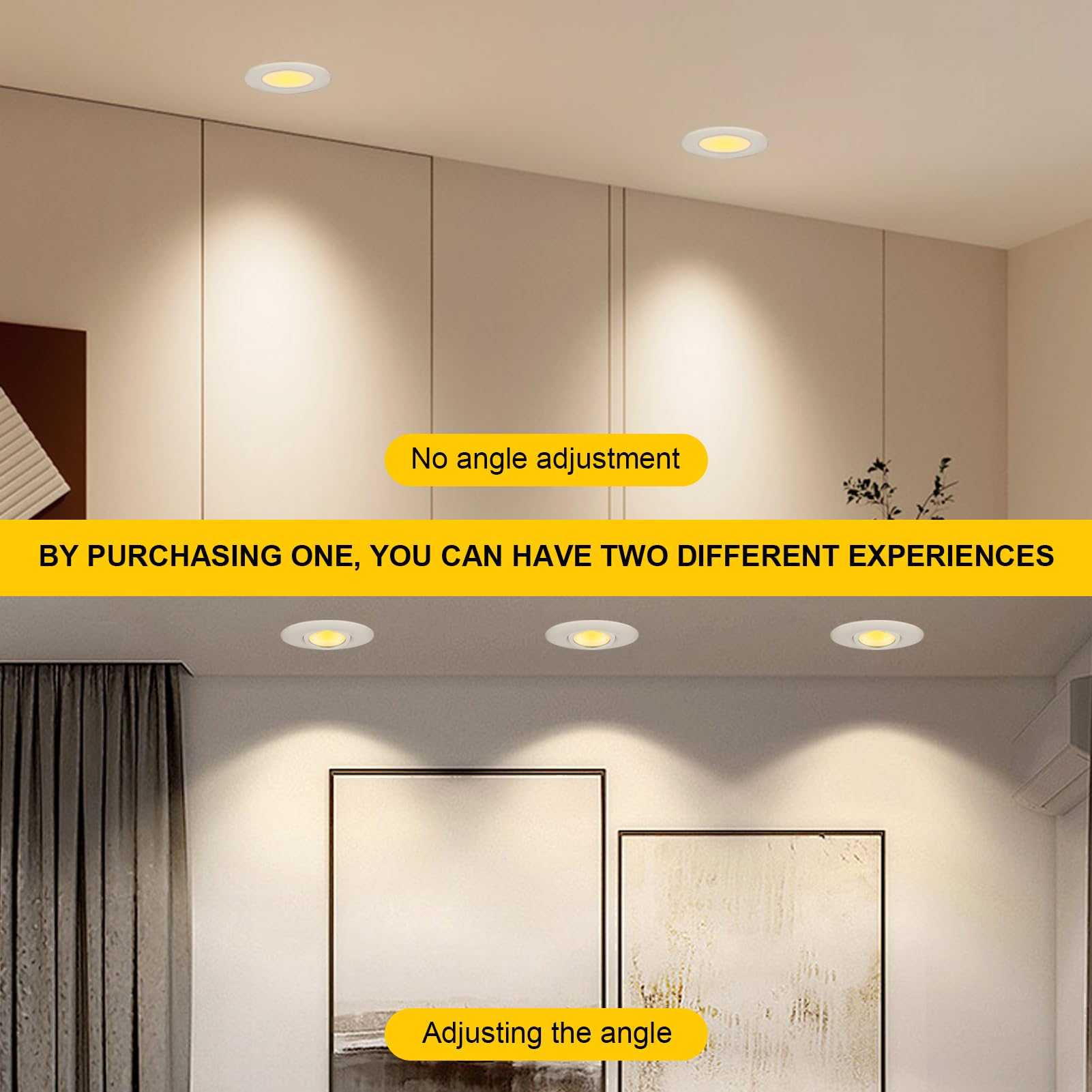 8 Pack 3 Inch Gimbal LED Recessed Light 10W - 3 Color Temperature Adjustable (3000K/4000K/5000K) - Waterproof Downlight for Shower, Living Room, Bedroom - Perfect for Home Lighting, Bathroom Vanity & Kitchen Ceiling