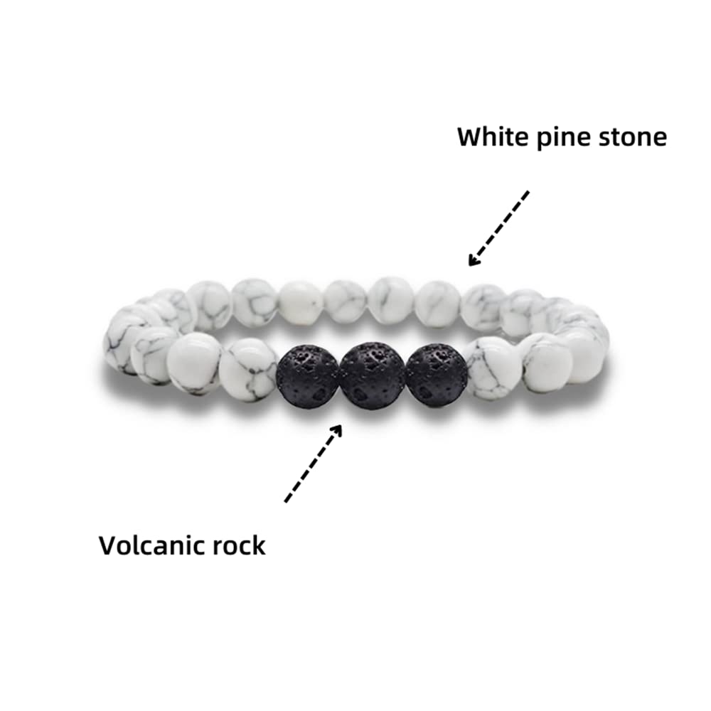 Natural Lava Rock Beads Stretch Bracelet Set - Adjustable Braided Rope Gemstone Elastic Bracelets for Men & Women (5-Piece Set) - Perfect for Yoga, Meditation & Spiritual Healing