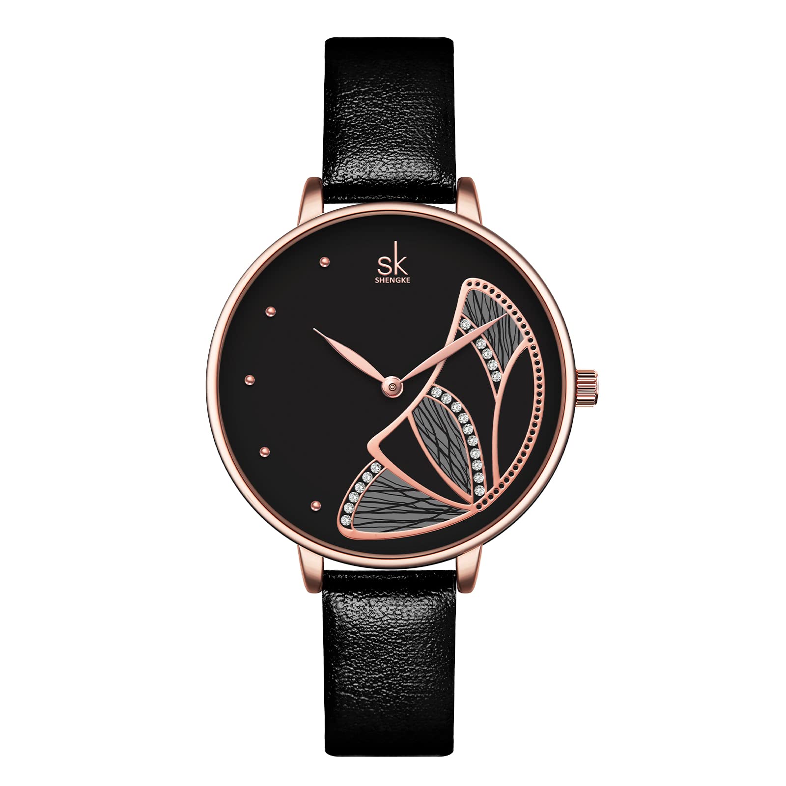 Elegant SHENGKE Women's Watches - Minimalist Quartz Leather Strap Watch for Women, Waterproof, Formal & Casual Wear with Gift Box - Perfect for Office, Party, and Everyday Use