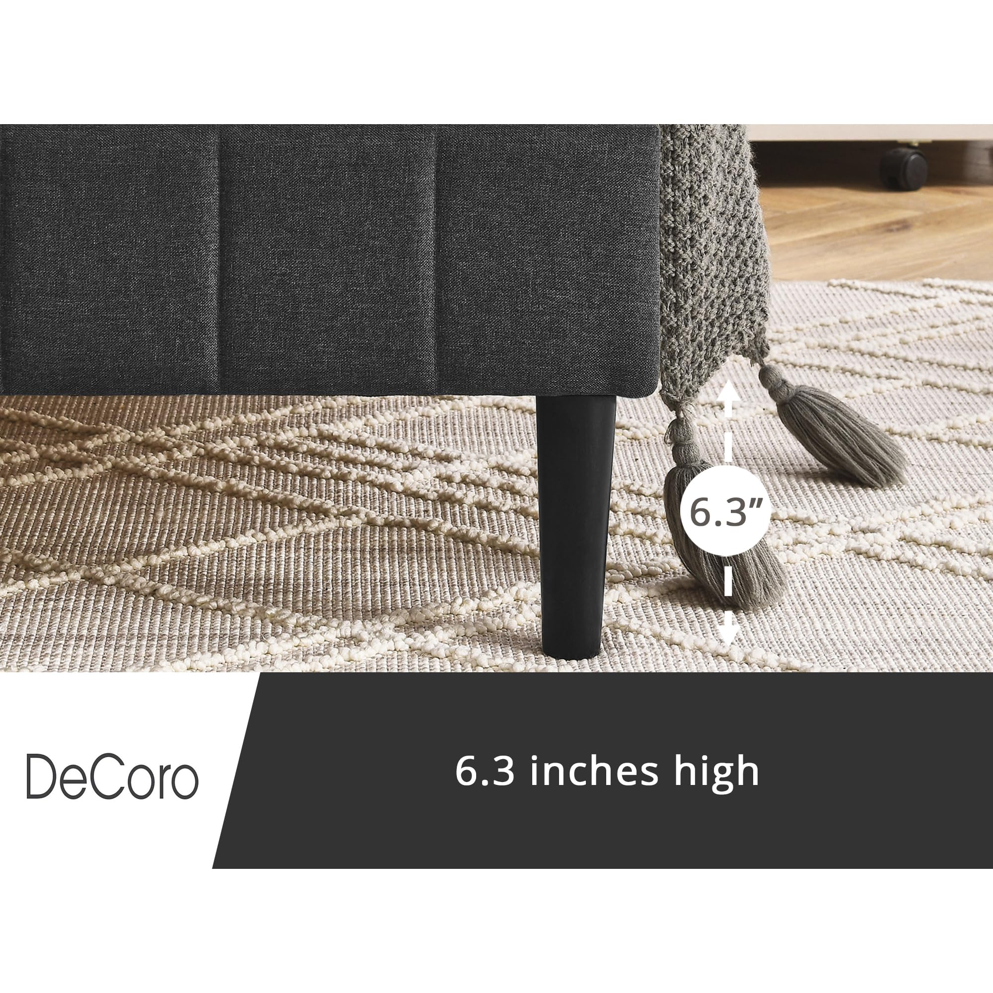 Modern Tufted Upholstered Platform Queen Bed Frame - Dark Grey Fabric Headboard - Chicago Style Bedroom Furniture for Master Bedroom & Guest Room