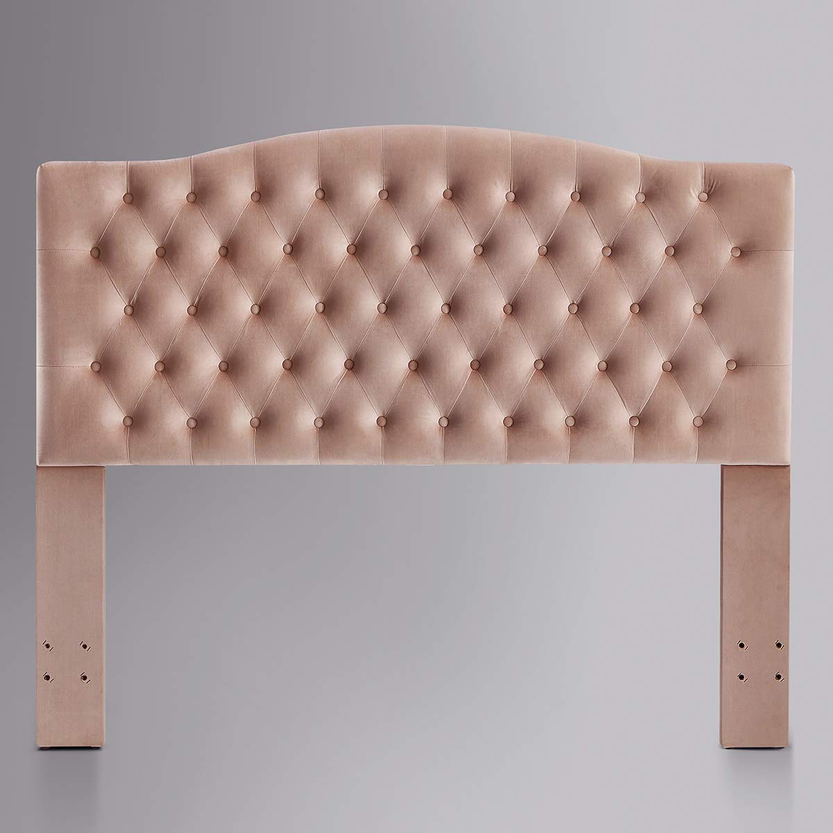 24K Gold Velvet Upholstered Tufted Button Queen Headboard - Luxury Blush Pink Bed Frame for Master Bedroom Decor | Full/Queen Size Comfortable Padded Headboard for Modern Home & Bedroom Design