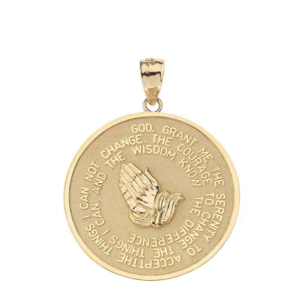 Engraved Serenity Prayer Necklace with Praying Hands & Lord's Prayer Medal - Religious Jewelry for Women, Inspirational Christian Gift for Baptism, Confirmation & Daily Devotion