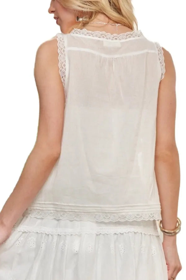 ADORA Women's Lace Detail Contrast Top - Elegant Blouse for Casual Wear, Date Night & Office Outfits