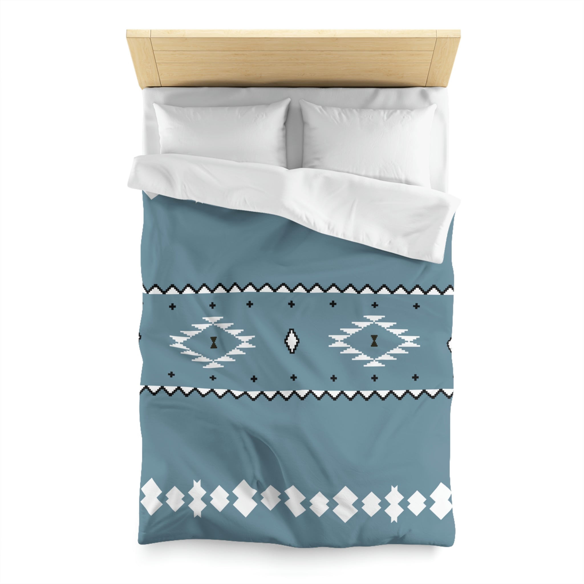 Premium Microfiber Duvet Cover Set - Soft Blue Sky Southwestern Pattern - Polyester Bedding with Invisible Zipper - Queen/King/Cal King Sizes - Perfect for Guest Rooms & Master Bedrooms
