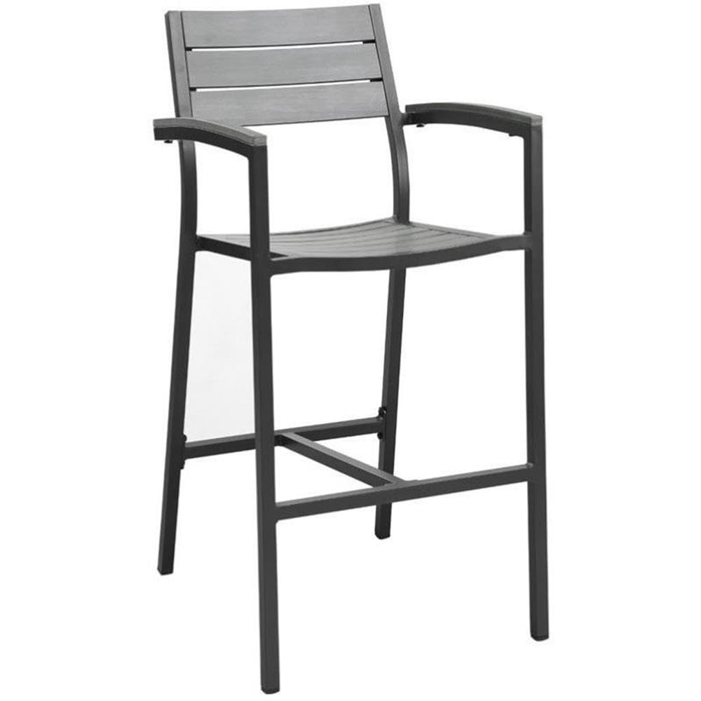Premium Brown & Gray Outdoor Bar Stools Set of 2 - Weather-Resistant Patio Counter Height Chairs for Backyard, Deck, Poolside & Garden Seating