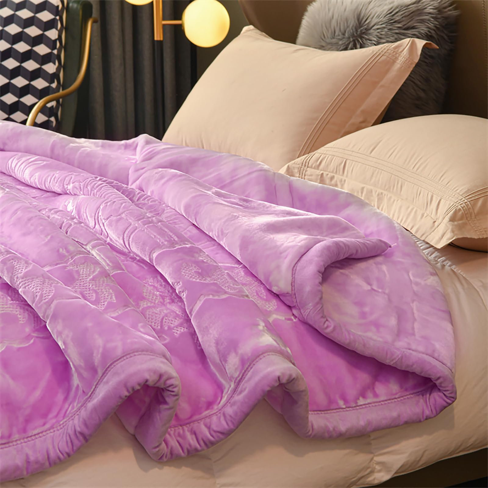LGYKUMEG 11 Lb Heavy Korean Blanket - Queen Size 2 Ply Reversible Silky Soft Plush Warm Blanket for Autumn & Winter - Cozy for Bed, Couch, and Home Decor