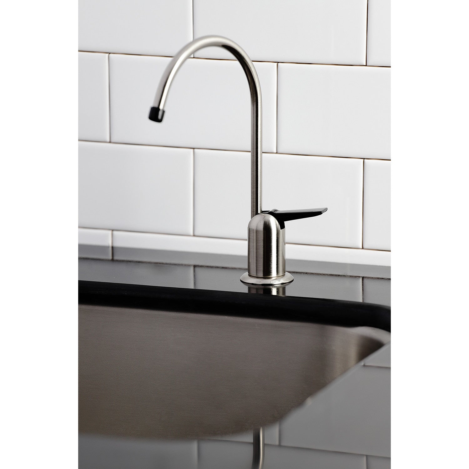 Americana K6194 Single Handle 1 Hole Deck Mount Water Filtration Faucet - Black Stainless Steel for Kitchen Sink, Countertop & RV Use