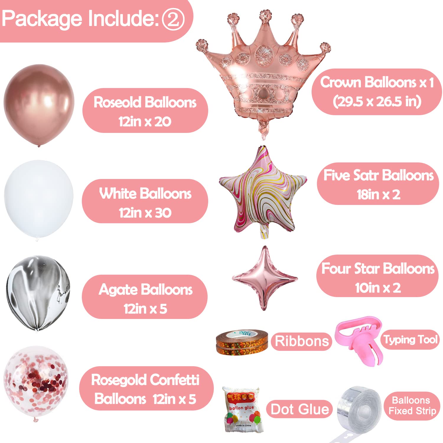 Elegant Rose Gold Birthday Party Decorations Set - Happy Birthday Banner, Fringe Curtain Backdrop, Balloons & Tassel Garland for Women's 30th/40th/50th Birthday, Bridal Shower, Baby Shower & Anniversary Celebrations