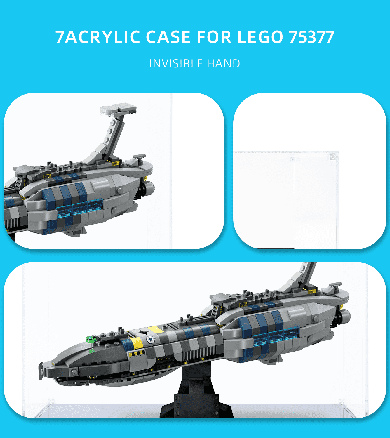 LEGO Invisible Hand 75377 Display Case - Premium Acrylic Showcase for Star Wars Collectibles - Perfect for Home & Office Decoration