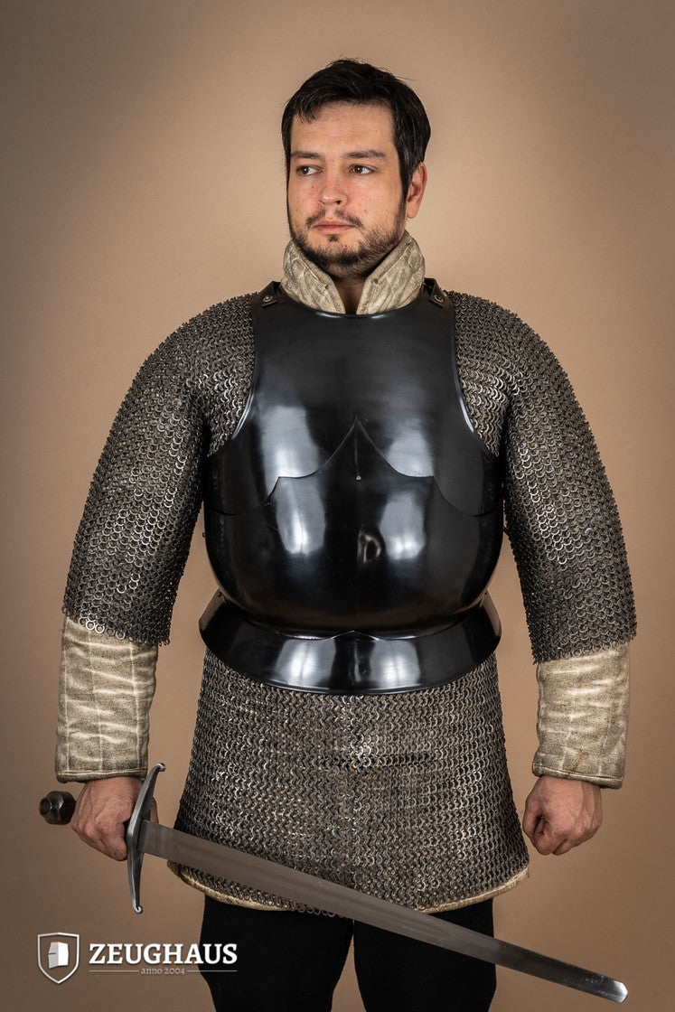 15th Century Medieval Breastplate - 1.6mm Burnished Steel Armor for LARP, Cosplay & Historical Reenactment - Perfect for Renaissance Fairs, Theater Productions & Collectors