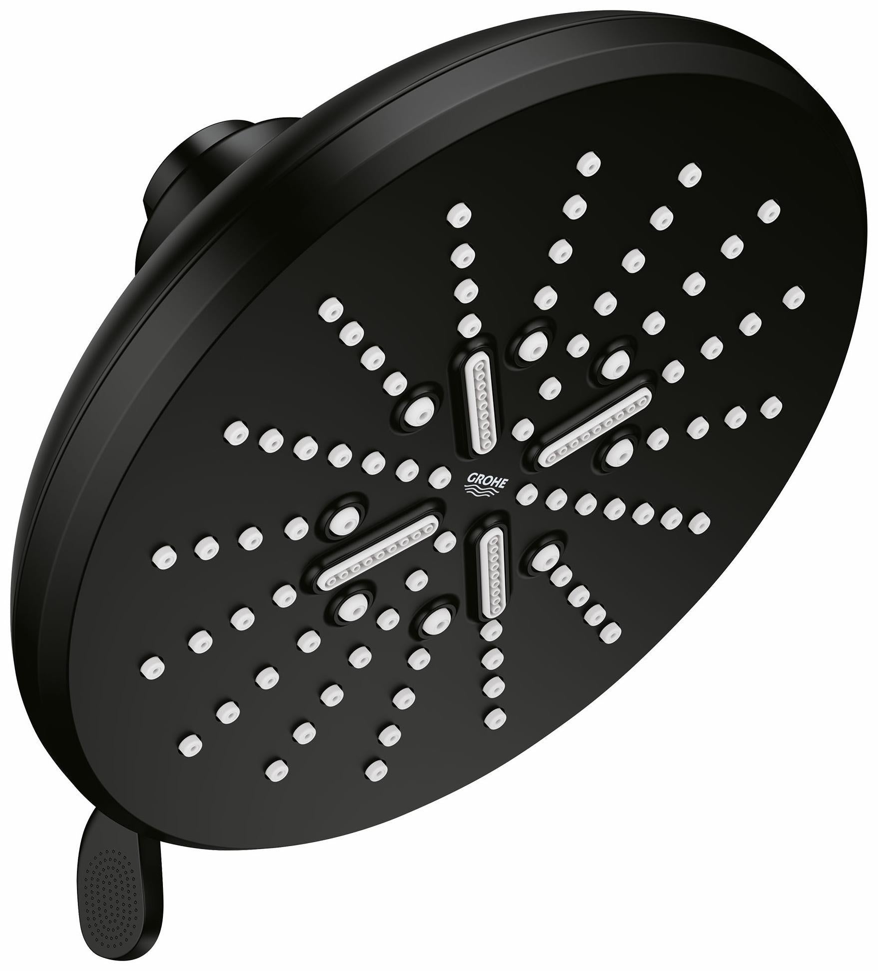Grohe 3-Function SmartActive Rainshower Shower Head - 6.5 Inch Matte Black (Model 267892430) | High Pressure Water Saving Design for Spa-Like Bathroom Experience