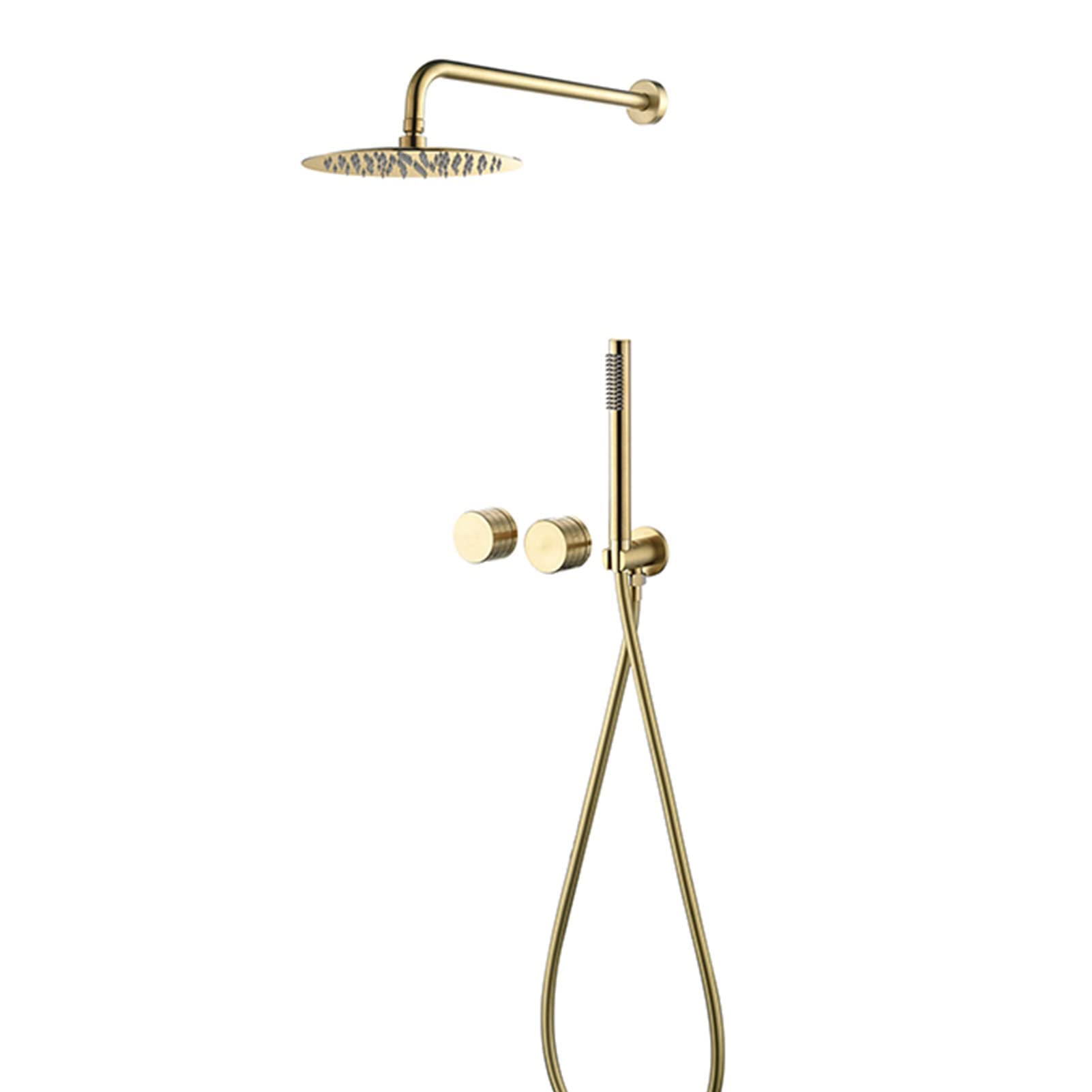 Luxury 10 Inch Brushed Gold Shower System - Wall Mounted Rainfall Shower Head with Handheld Shower Combo Set for Modern Bathroom | Perfect for Spa-Like Experience in Master Bath & Guest Bathrooms