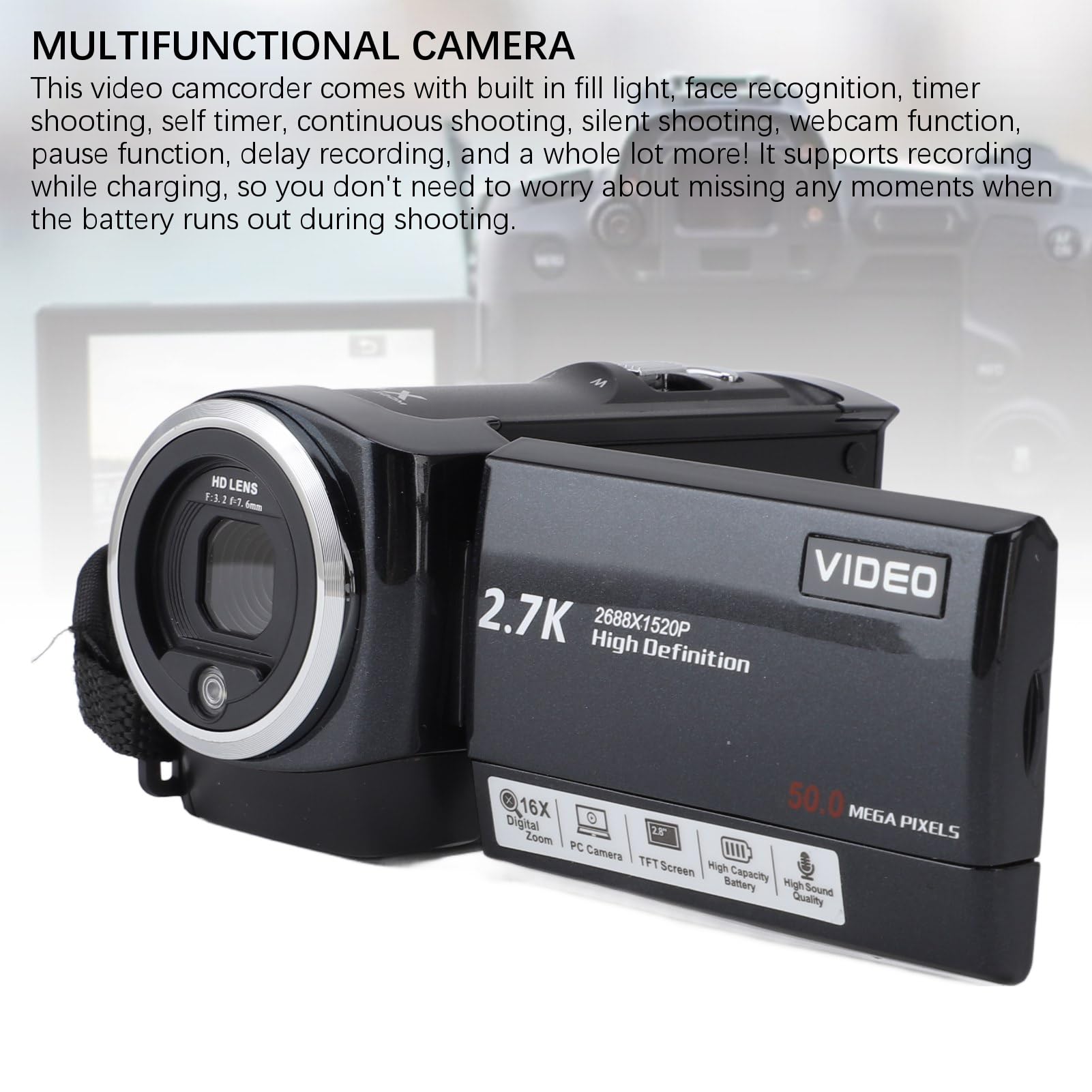 Annadue 2.7K HD 50MP Digital Camera with 2.8