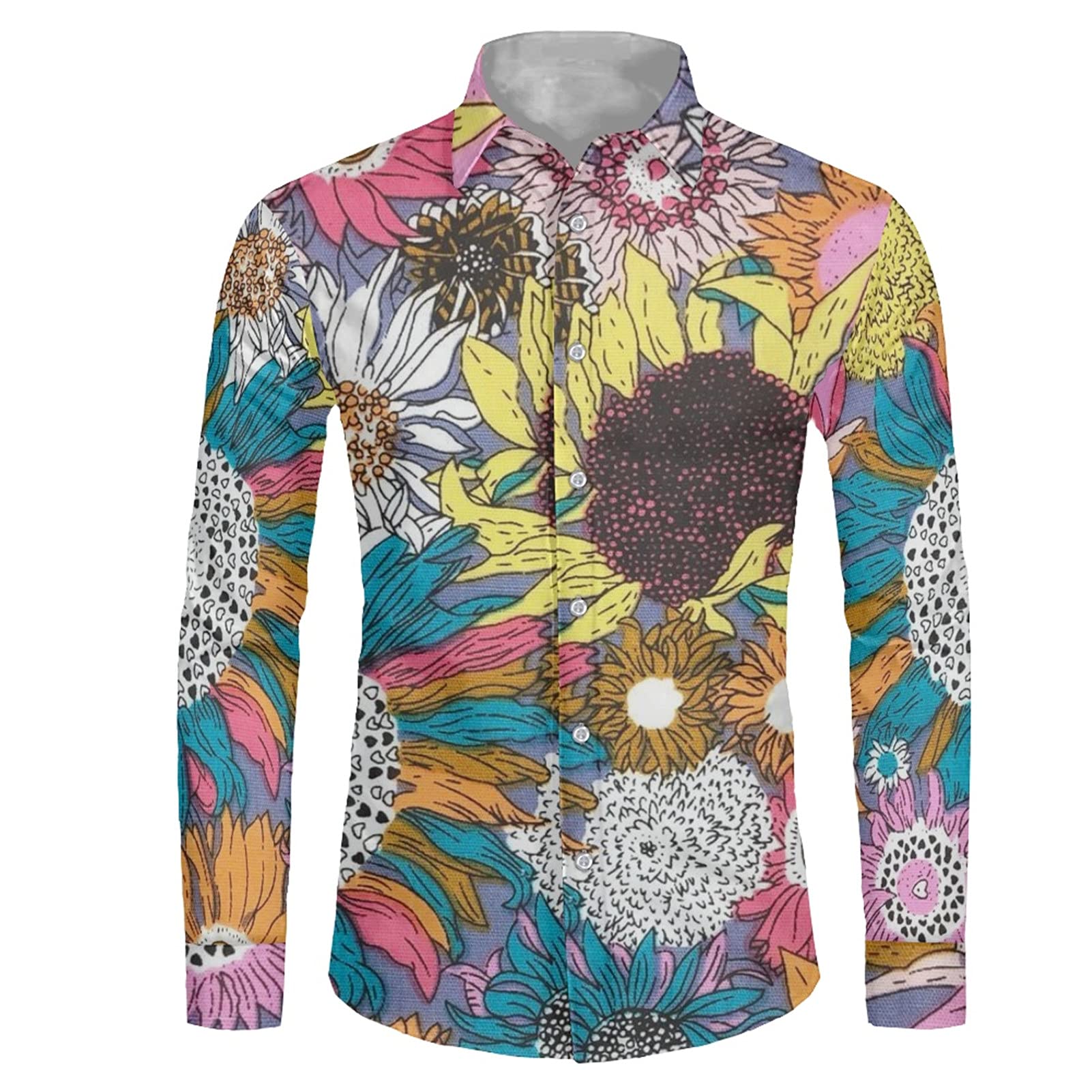 Coloranimal Novelty Hawaiian Men's Button Down Dress Shirts - Casual & Business T-Shirt Tops (XS-4XL) for Work, Vacation & Summer Outfits
