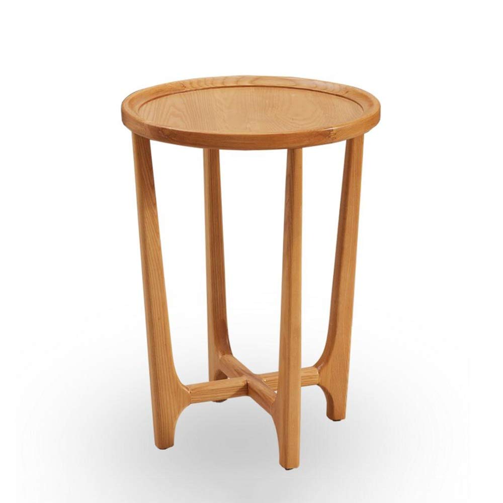XIAOYAN Solid Wood Round End Table - Small Side Table for Living Room, Bedroom, Balcony | Coffee Table, Snack Table, Leisure Table | Natural Wood Color for Home Decor & Relaxation