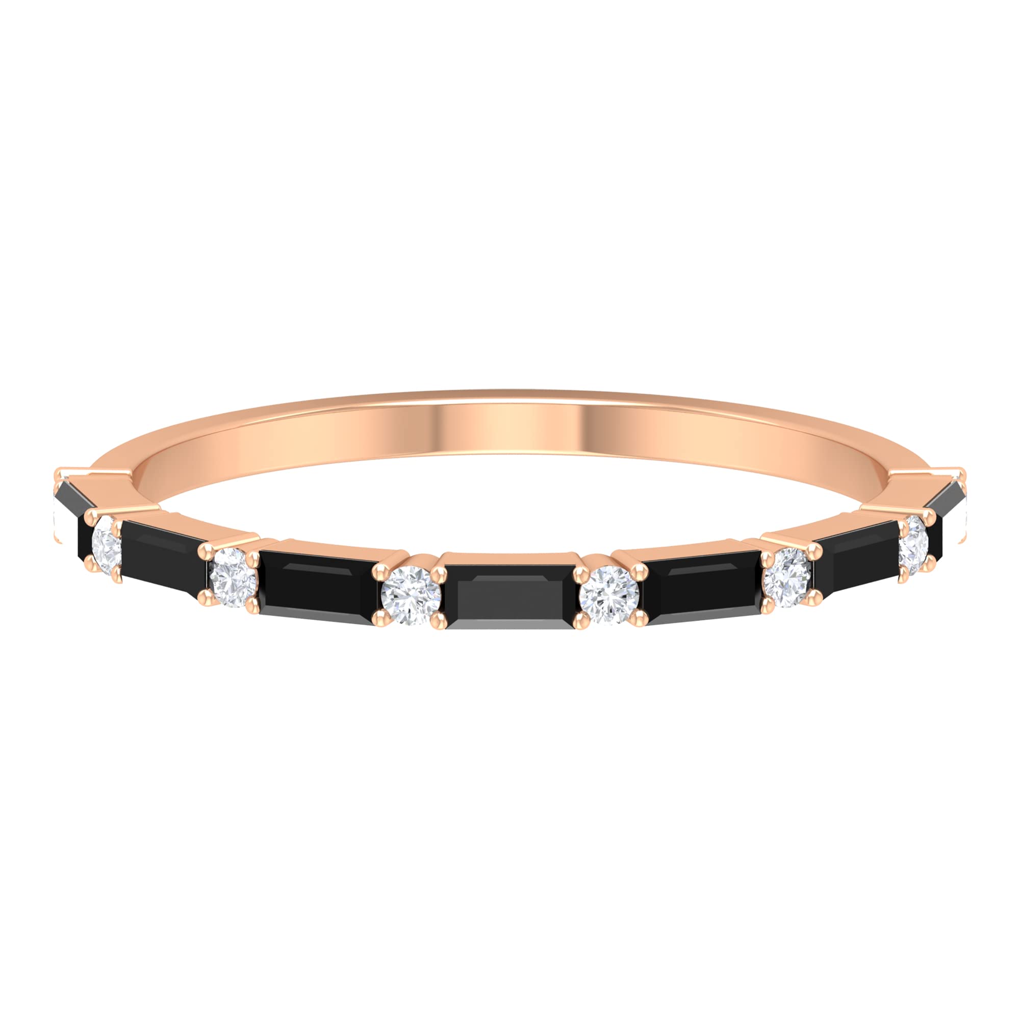 1/2 CT Black Spinel & Diamond 14K Solid Gold Half Eternity Ring for Women | Elegant Stackable Wedding Band, Anniversary Gift & Everyday Jewelry