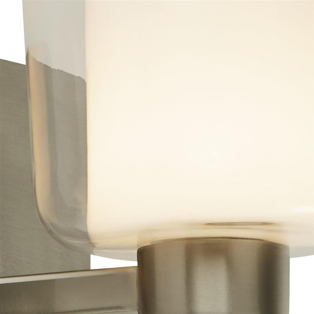 Bolivia IP44 Rated Bathroom Wall Light - Satin Nickel Metal with Clear & Opal Glass - Perfect for Bathroom, Vanity, and Powder Room Lighting