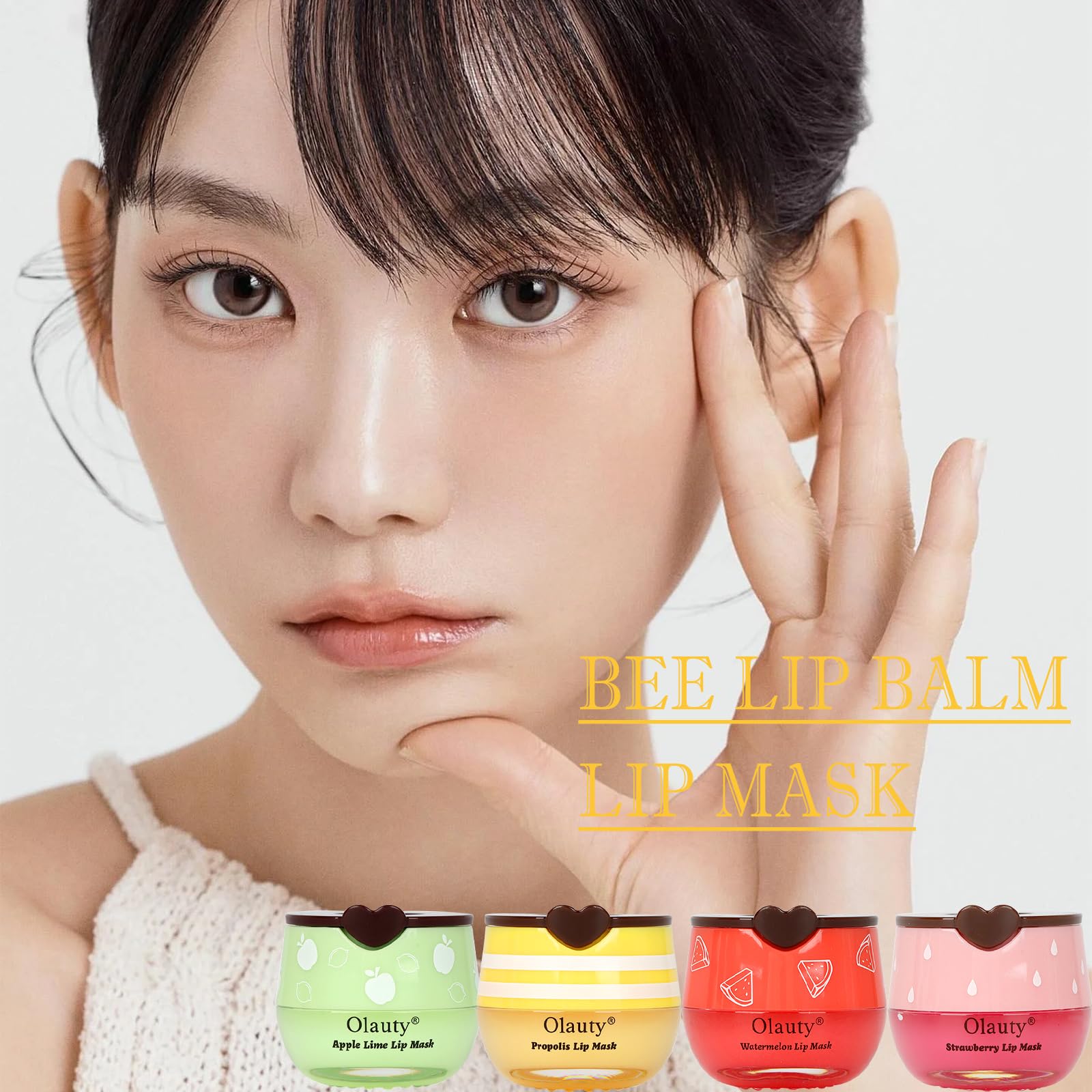 6 PCS Bee Propolis Lip Balm Set - Overnight Moisturizing Lip Mask with Honey & Stick for Dry, Cracked Lips - Hydrating Sleeping Lip Treatment to Reduce Lip Lines - Perfect for Night Care & Daily Lip Protection