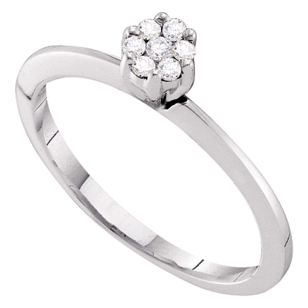 10K White Gold Round Diamond Flower Cluster Ring for Women - 1/8 CTW Dazzlingrock Collection | Elegant Jewelry Gift for Anniversary, Valentine's Day & Special Occasions