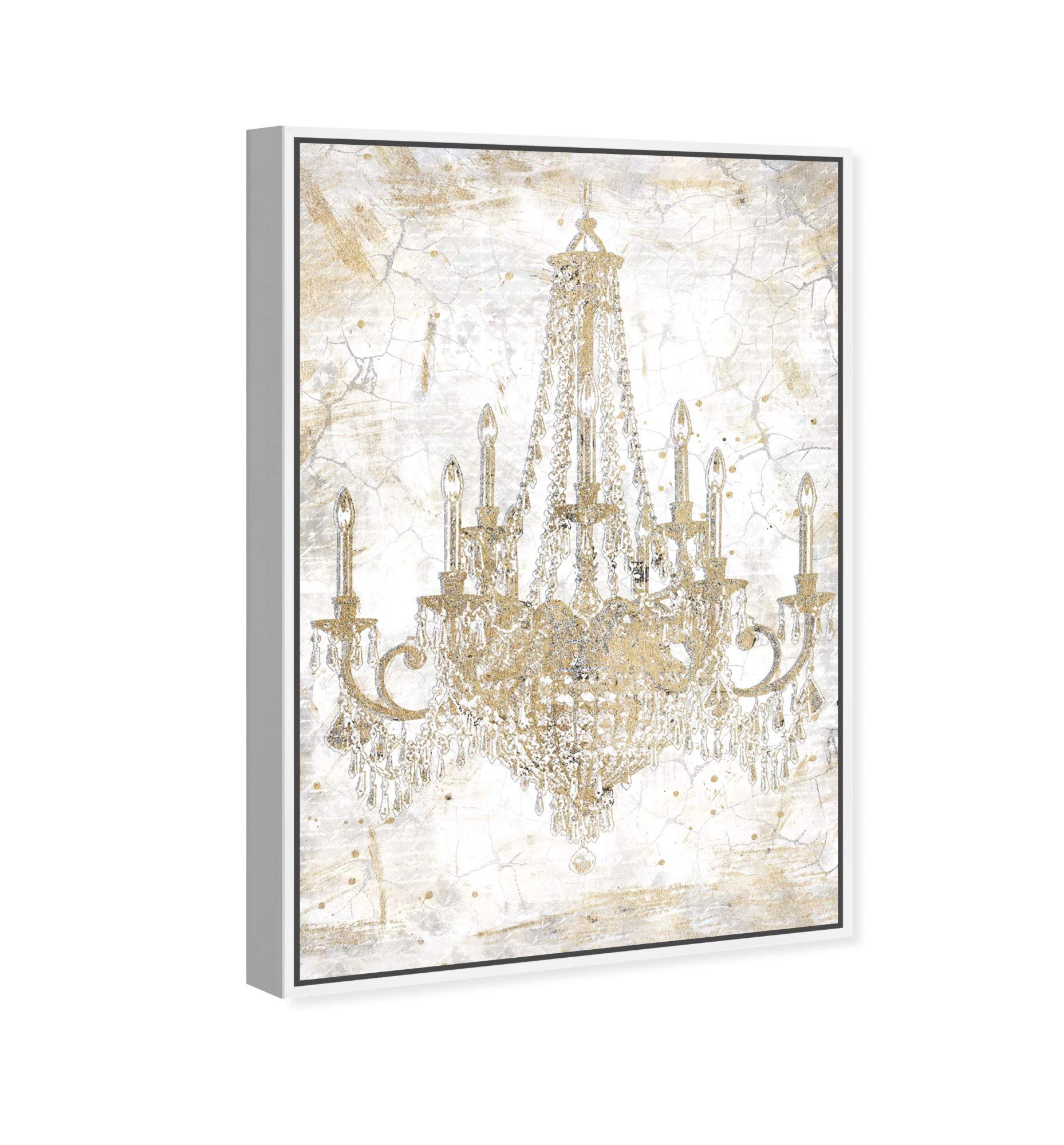 Oliver Gal Artist Co. Fashion & Glam Wall Art - Framed Canvas Prints with Chandeliers - 16x24 Inches Gold & White Home Decor - Perfect for Living Room, Bedroom & Office Wall Decor