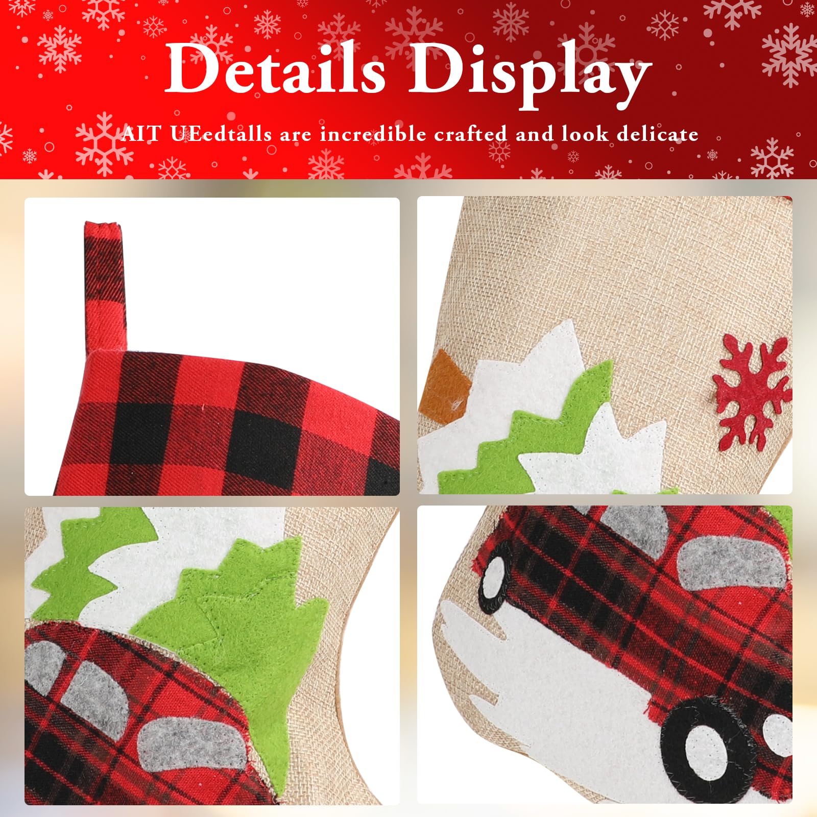 GoldFlower Christmas Stockings 5 Pack - 18 Inch Large Holiday Stockings with Santa, Snowman & Gnome Designs - Classic Buffalo Plaid Cuff - Perfect for Fireplace, Staircase & Christmas Tree Decorations - Festive Xmas Ornaments for Family & Home Decor