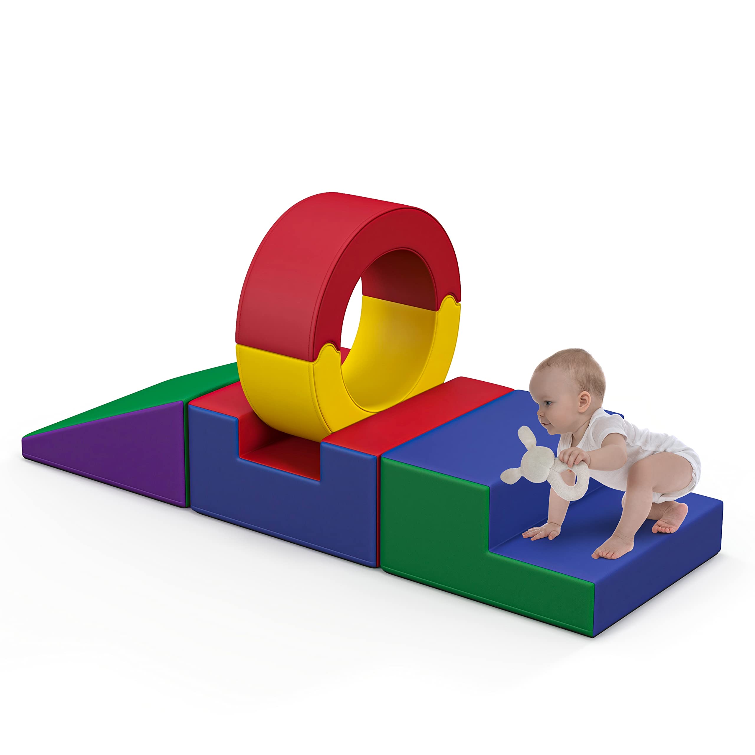 **Foam Climbing Toys for Toddlers - 4-Piece Soft Play Set for Kids, Safe Indoor Crawl Tunnel & Gym Mat, Non-Toxic & Easy to Clean - Perfect for Playrooms, Daycares & Toddler Gyms**