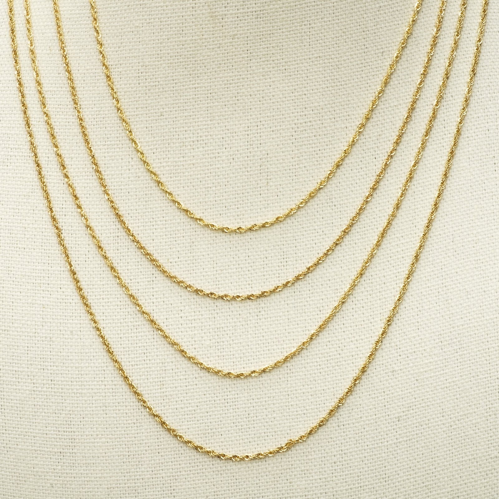 10k Yellow Gold Classic Rope Chain Necklace for Women - Elegant Layering Jewelry for Everyday Wear, Date Nights & Special Occasions