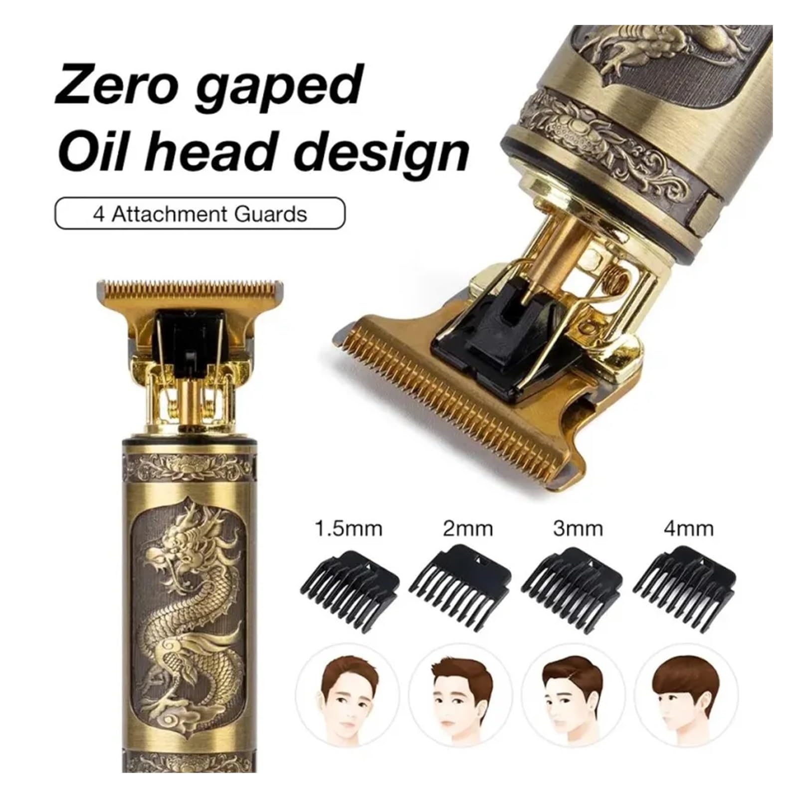 Professional USB Cordless Hair Clipper & Beard Trimmer - Electric Hair Cutting Machine for Men, Grooming Kit with Precision Blades - Perfect for Home Haircuts, Beard Trimming & Styling (Buddha-no Box)
