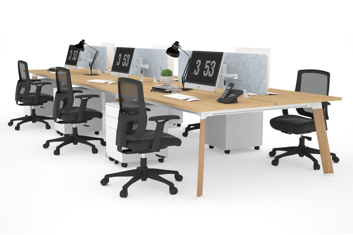 6-Person Wooden Workstation with Cable Management - 1800L x 800W Switch Office Desk for Team Collaboration | Perfect for Open Office Spaces & Coworking Environments